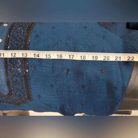 Men's Blue Kurta - Picture 12 of 16